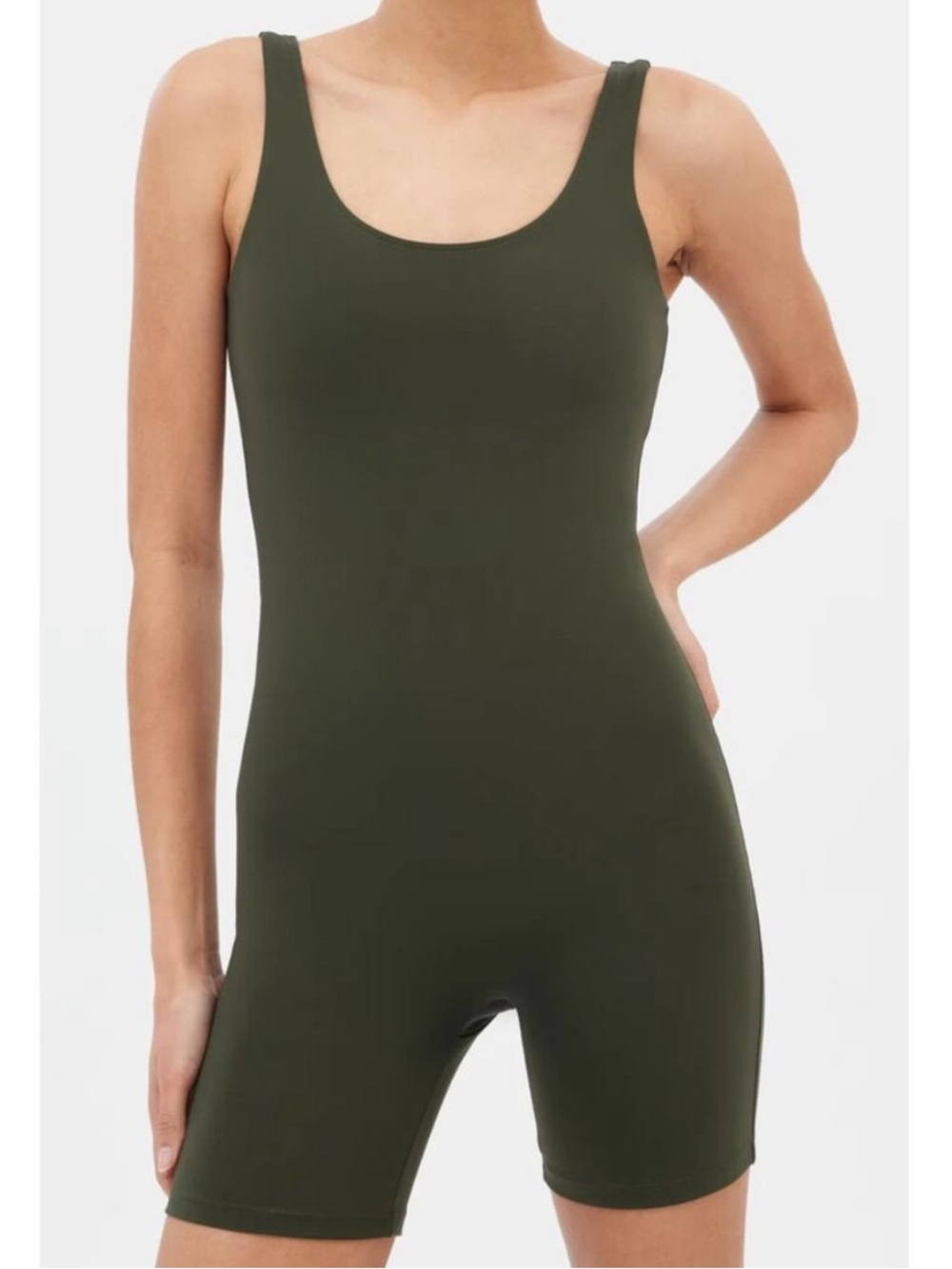 NEW Girlfriend Collective Terrace Bike Unitard Size XL Olive Green Romper NWT